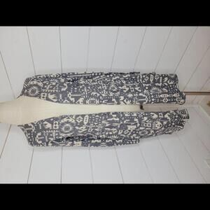 NWOT Heimish USA small grey & cream aztek print long peplum cardigan swester